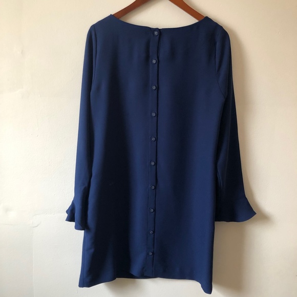 Banana Republic Ocean Blue Ruffle Cuff Button Back Dress/Tunic - Size 6 - Picture 2 of 10